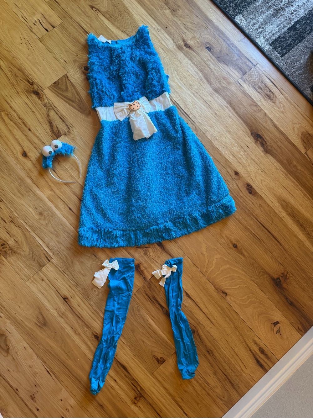 Blue Fuzzy Cookie Monster Womens Costume Dress with Accessories